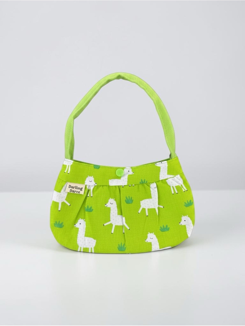Darling Darce Kids Lime Green Llama Print Purse